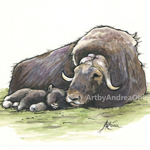 Mama Ox and Baby print